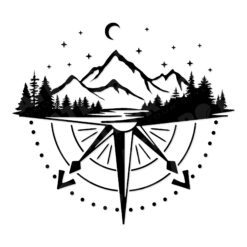Mountain Compass Decal | Scenic Nature Vinyl | Adventure Landscape Sticker