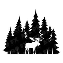 Moose Forest Scene Vinyl Decal | Bold Silhouette Nature Sticker