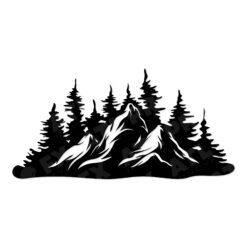 Layered Mountain & Forest Vinyl Decal | Scenic Pine Tree Silhouette Sticker