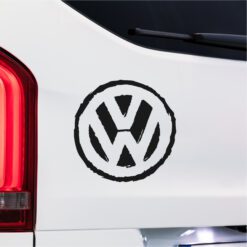 Shredded Style Circle VW Decal | Rough Cut Logo-Inspired Vinyl Sticker
